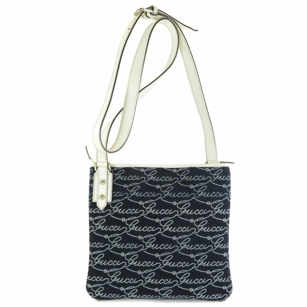 Gucci Logo Motif Shoulder Bag Canvas Leather - Picture 2 of 11